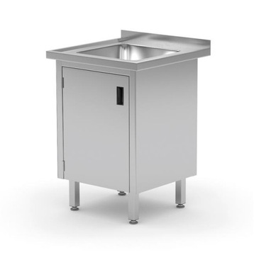 STÓŁ ZE ZLEWEM I SZAFKĄ Z DZWIAMI PROFI LINE SPAWANY 600x700x850 mm HENDI 8