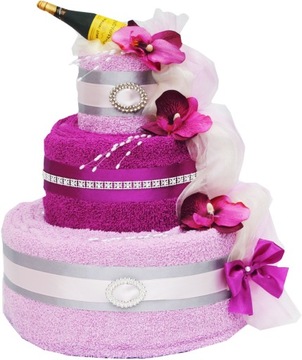 OGROMNY TORT z 8 DUŻYCH ręczników PREZENT na ŚLUB