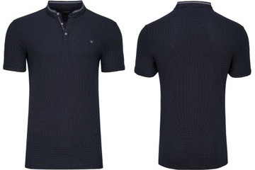 KOSZULKA MĘSKA T-SHIRT STÓJKA GRANATOWA WZORY: XL