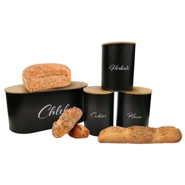 НАБОР ХЛЕБА КОНТЕЙНЕР ДЛЯ ХЛЕБА КОФЕ САХАР ЧАЙ БАМБУКОВАЯ ДОСКА WZ01