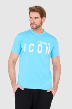 DSQUARED2 Niebieski t-shirt męski z logo ICON M