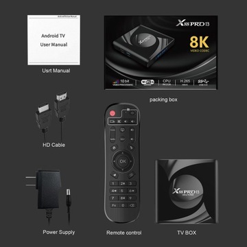 Сетевой ТВ-плеер X88 Pro 13 Android 13.0 RK3528 8K WiFi 6 BT5.0