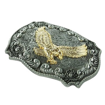Klamra pasa w stylu zachodniego kowboja ze złotą, wypukłą klamrą w kształcie orła z trzpieniem