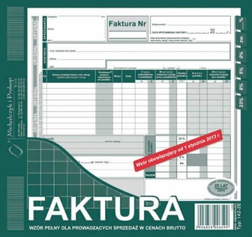 FAKTURA BRUTTO 2/3 A4 (PEŁNA) (O+1K) MIPRO