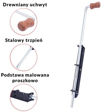 ZASUWA SPRĘŻYNOWA 500mm WĄSKA RYGIEL DŁUGI ZASUWA BRAMOWA GARAŻOWA CZARNA