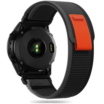 NYLONOWY PASEK QUICKFIT DO GARMIN FENIX 5 / 6 / 6 PRO / 7 - BLACK / ORANGE