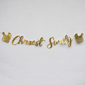BANER CHRZEST ŚWIĘTY METALICZNE ZŁOTO 127 CM