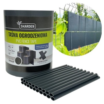 TAŚMA OGRODZENIOWA 19cmx35m OSŁONA NA OGRODZENIE PANELOWE PŁOT UV KLIPSY
