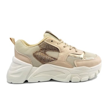 Buty sportowe damskie sneakersy beżowe (40)