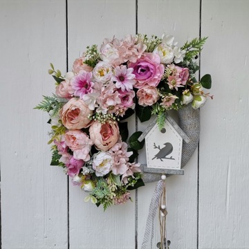 Весенний венок на дверь, нежный, летняя кормушка для цветов, 40 см