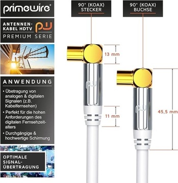 Антенный кабель 1,5 м белый PRIMEWIRE