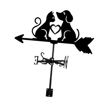 Садовый флюгер Металлический флюгер на крыше Открытый силуэт собаки и кошки Ветер