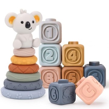 МЯГКИЕ РЕЗИНОВЫЕ СЕНСОРНЫЕ БЛОКИ, ПРОРЕЗЫЧКИ, БУКВЫ, БАШНЯ, ДИСКИ, МЕДВЕДЬ КОАЛА