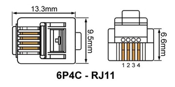 Кабель телефонный камерный RJ11-RJ11 черный 1,5м