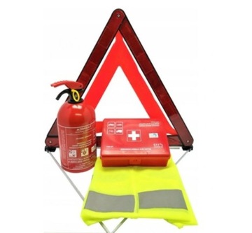 ZESTAW GAŚNICA APTECZKA TRÓJKĄT KAMIZELKA DO AUTA