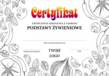 Certyfikat Dyplom warzywny - druk od 1 szt.