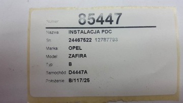INSTALACE SENZOR PDC 24467522 12787793 ZAFIRA B