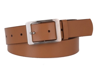 SKÓRZANY Pasek damski Szeroki Rudy 4cm