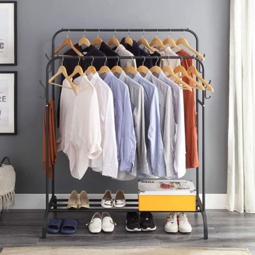 ДВОЙНАЯ НАПОЛЬНАЯ ВЕШАЛКА С ПОЛКОЙ ДЛЯ ОБУВИ