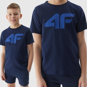 4F T-SHIRT CHŁOPIĘCY Z NADRUKIEM KOSZULKA DZIECIĘCA BAWEŁNIANA BASIC SS24