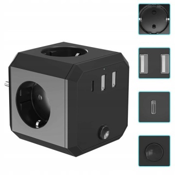 РОЗЕТКА CUBE С USB 7В1, 4+USB*2+TYPE-C 4000Вт 16А