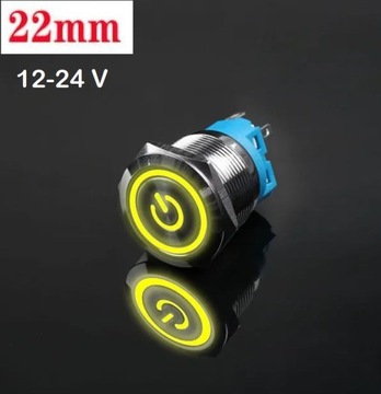 Przycisk sterowniczy przełącznik metalowy chromowany 22mm LED 12V 24V mo