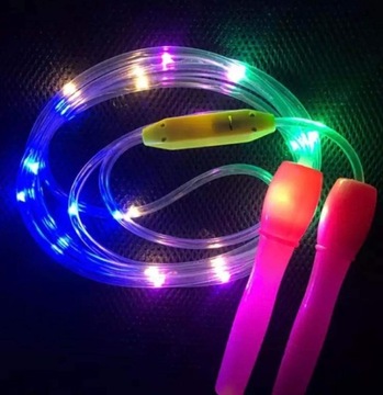 РЕГУЛИРУЕМАЯ СКАКАЛАКА ДЛЯ ДЕТЕЙ, СВЕТОДИОДНАЯ ПОДСВЕТКА, СПОРТ, ЦВЕТНАЯ, 3 режима, 2,7 м