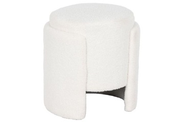 Puf pufa podnóżek teddy Boucle okrągły biały w stylu glamour do salonu