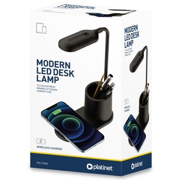 Lampa biurkowa LED 3W piórnik ładowarka QI 5W 1A