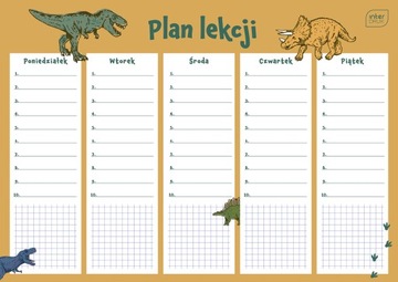 Plan Lekcji A4 Dla Chłopca Interdruk Dinozaur/Game