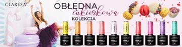 Cukierkowy mani 7x CLARESA Lakier HYBRYDA TOP BAZA