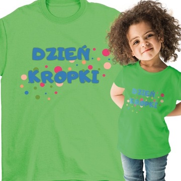 T-SHIRT ZIELONY KOSZULKA DZIEŃ KROPKI DO SZKOŁY 128 134