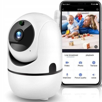 NIANIA ELEKTRONICZNA KAMERA OBROTOWA FUNKCJA NAGRYWANIA NOCNEGO WIFI