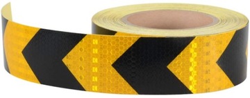 TAŚMA OSTRZEGAWCZA 50mm x 25m ODBLASKOWA SAMOPRZYLEPNA ZÓŁTA - CZARNA 5CM