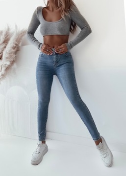 Jeansy spodnie damskie M Sara modelujące niebieskie S/M 28 rozmiary -5