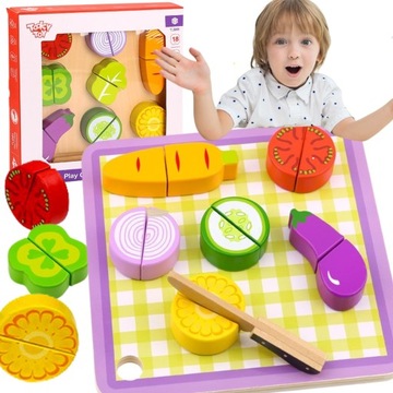 DREWNIANE WARZYWA DO KROJENIA Z DOSKĄ RZEPY RZEP ZESTAW XL TOOKY TOY