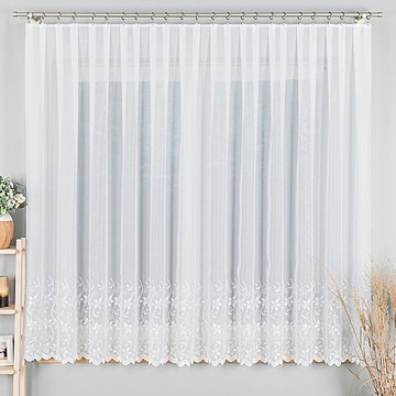 ГОТОВАЯ ШТОРА С ВЫШИВКОЙ БЕЛАЯ ЛЯГУШКА ЛЕНТА 250х160 для ГОСТИНОЙ С ВЫШИВКОЙ ВУАЛЬ