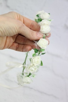 Нежный свадебный венок с жемчугом, кремовый сеанс