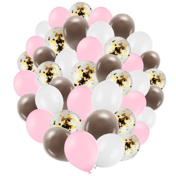 BALONY ZESTAW NA URODZINY CHRZEST 50szt KONFETTI
