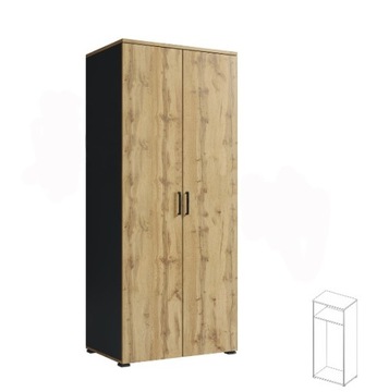 Szafa Regał 190x80 cm Mat Antracyt i Dąb Wotan Cichy Domyk