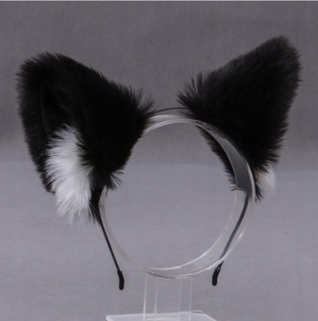 KOCIE USZY FUTRZANE OPASKA NA GŁOWĘ COSPLAY ANIME strój przebranie kota