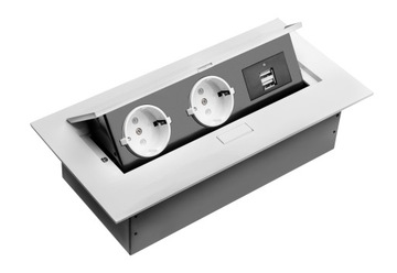 Przedłużacz biurkowy 2x gniazdo schuko 2xUSB biały