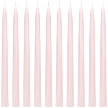 ŚWIECZKI ŚWIECE STOŁOWE STOŻKOWE BRUDNY RÓŻ RÓŻOWE TRADYCYJNE 24 CM 10 SZT