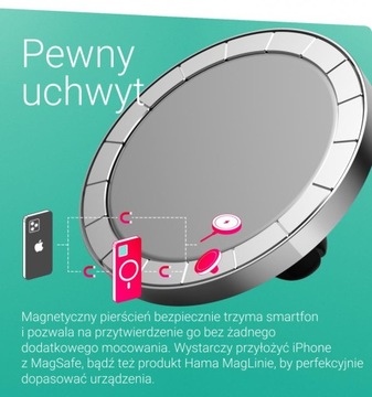 Автомобильный держатель Hama MagLock Vent для решетки MagSafe для Iphone 12 13 14 15