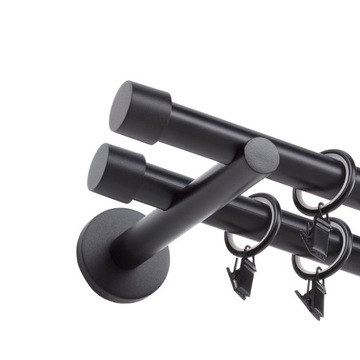 NOWOCZESNY KARNISZ PODWÓJNY SIMPLE CICHE KÓŁKA 19mm / 240cm CZARNY MAT