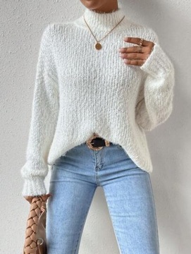 SWETER BIAŁY PÓŁGOLF SHEIN