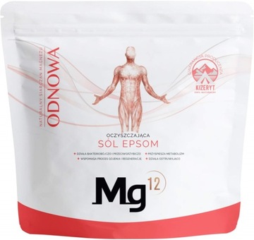 Mg12 Oczyszczająca sól do kąpieli EPSOM 100 % Kizeryt siarczan magnezu 1 kg