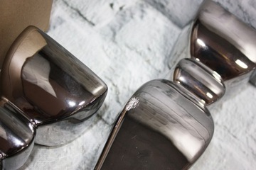 Керамический подсвечник серебряный квадратный большой H38