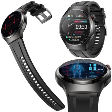 2 PASKI PREMIUM SMARTWATCH GT4 PRO POMIAR CUKRU GLUKOZA - ROZMOWY - RÓŻOWY