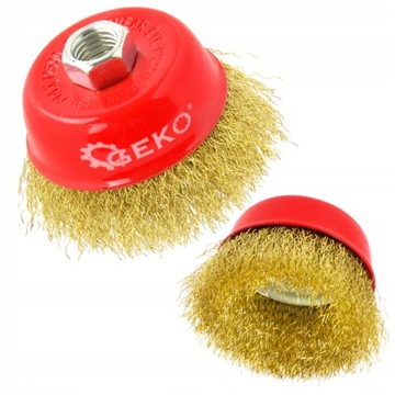 ЩЕТКА GEKO ЛАТУННАЯ ПЕРЕДНЯЯ ПРОВОЛОЧНАЯ, ГОФРИРОВАННАЯ, РЕЗЬБА M14 75MM/3